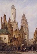 Wood John Louis La Rue des boucheries a Calais en 1872 et la place oil painting